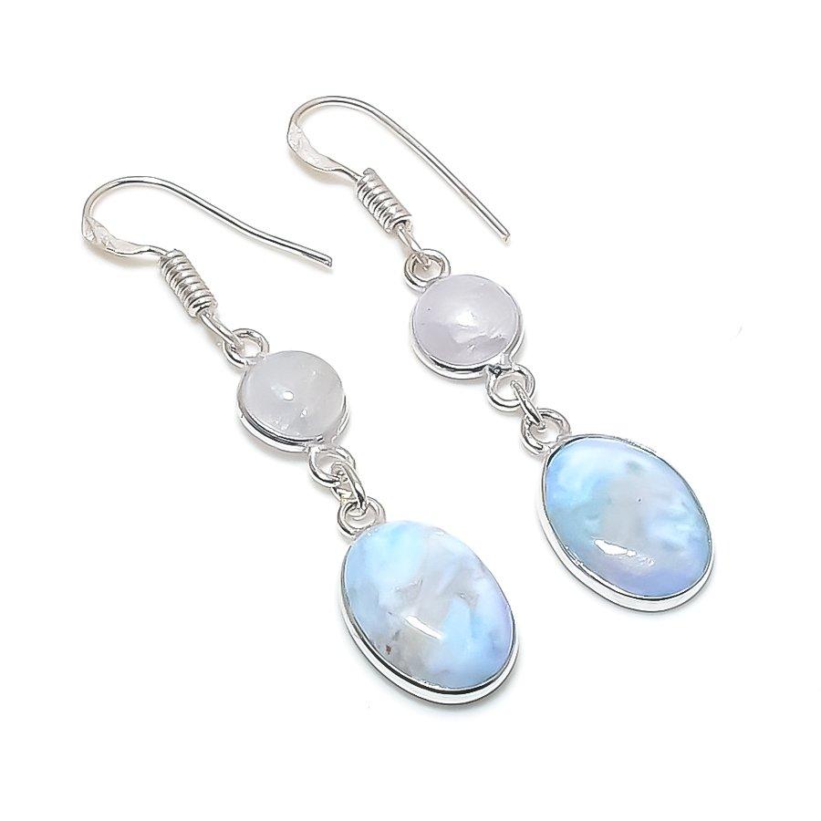 

Natural Republic Larimar, Moonstone 925 Sterling Silver Earring 1.97 F8o53