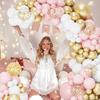 Pastel Pink White Balloons Garland Metal Gold Confetti Balloon Arch Kit Wedding Anniversary Bridal Shower Baby Shower Decoration