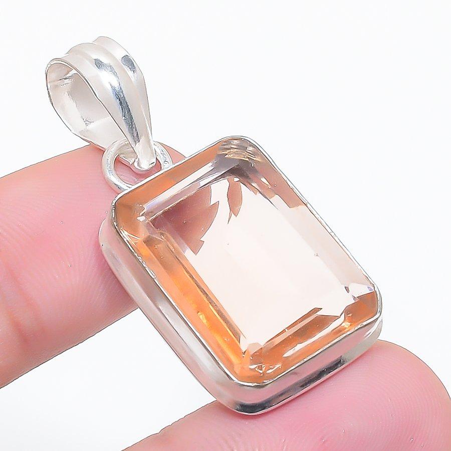 Natural Morganite Gemstone 925 Sterling Silver Jewelry Pendant 1.62" l0g17