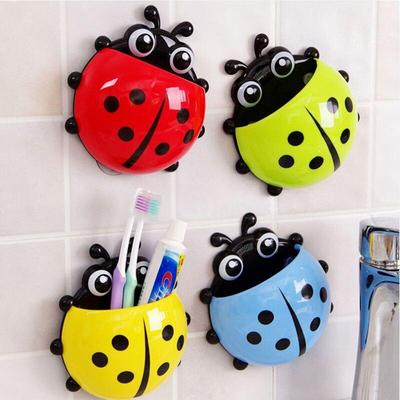 1Pc Ladybug Animal Insect Toothbrush Holder Bathroom Cartoon Toothbrush Toothpaste Wall Suction Holder Rack Container Organizer