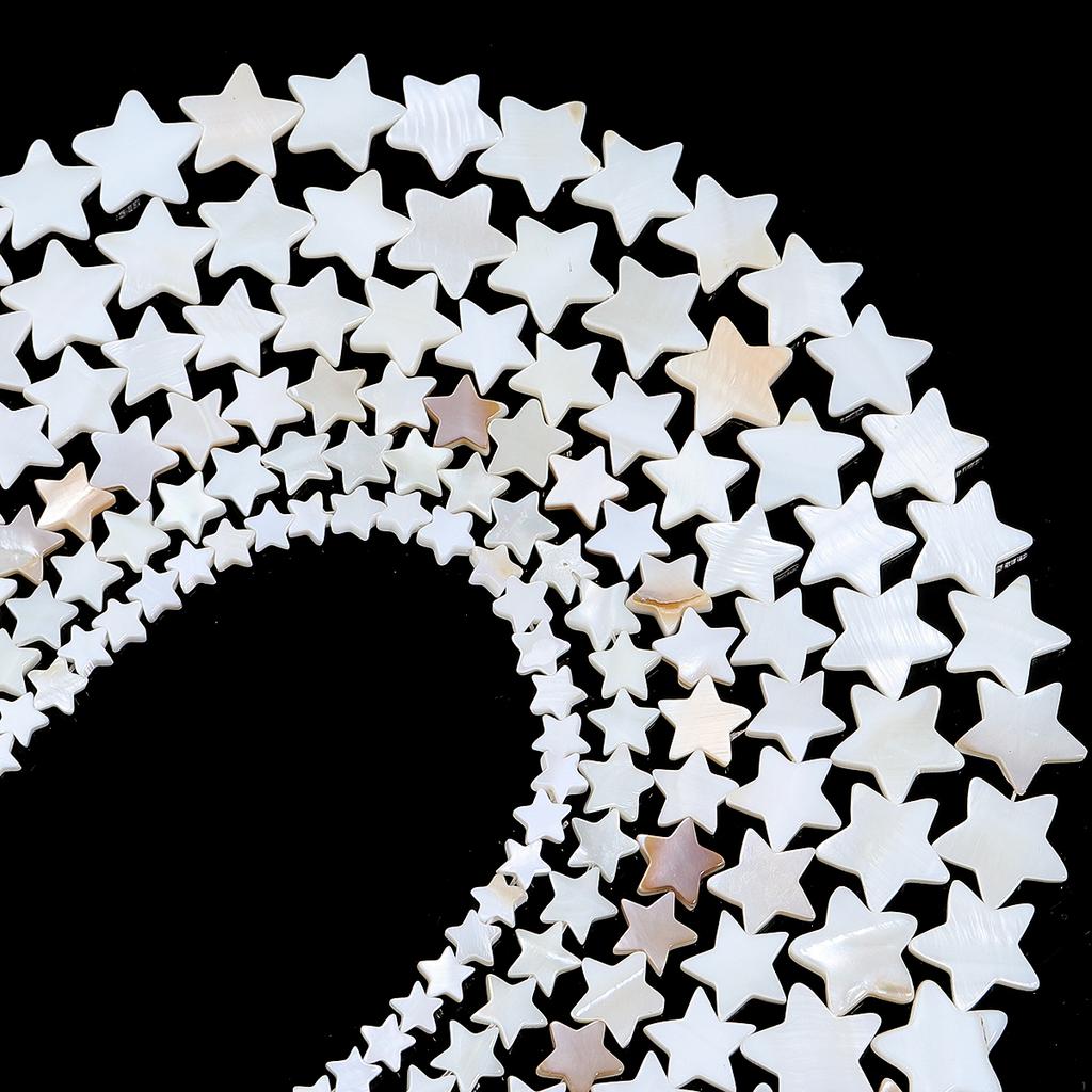 1strand Star Shape Shell Beads White Shell Charms Multiple Size Loose Beads For Necklace Bracelet Jewelry Making Accessories