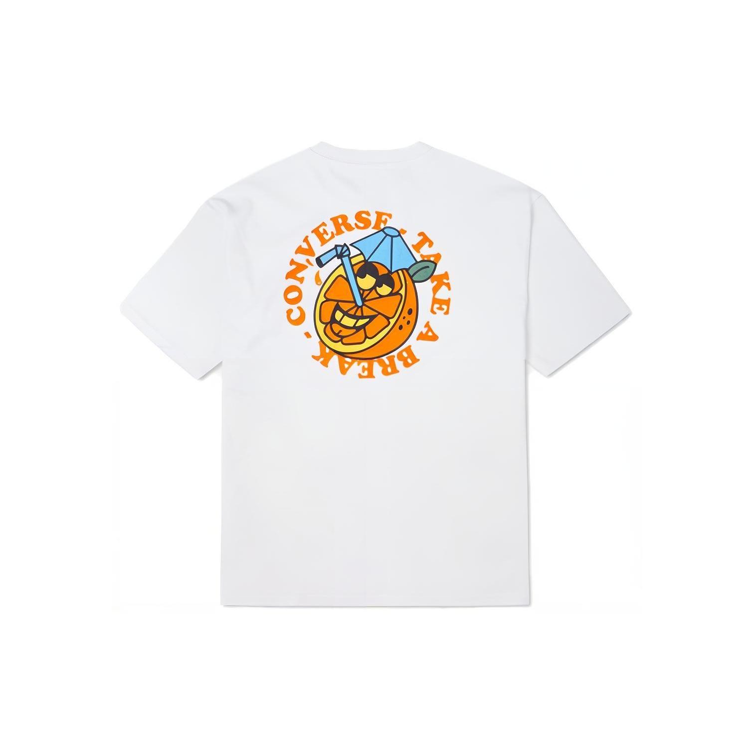 Men s Converse Cartoon Pattern Printing Loose Round Neck Short Sleeve White 10023039-A02 XL