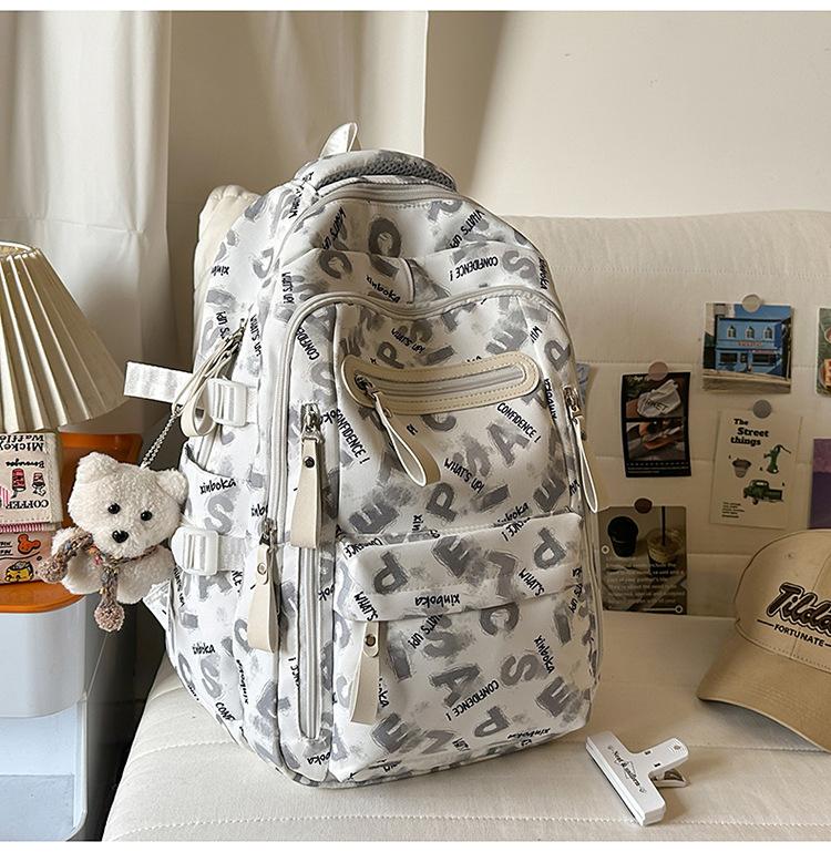 Schoolbag Letter-printed Large-capacity Backpack for Girls, Fifth and Sixth Graders, Junior High, High School, and College Students