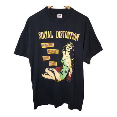 Vtg Social Distortion Band 1992 Bad Luck Tour Dubbelzijdig 80s 90s Unisex T-shirt