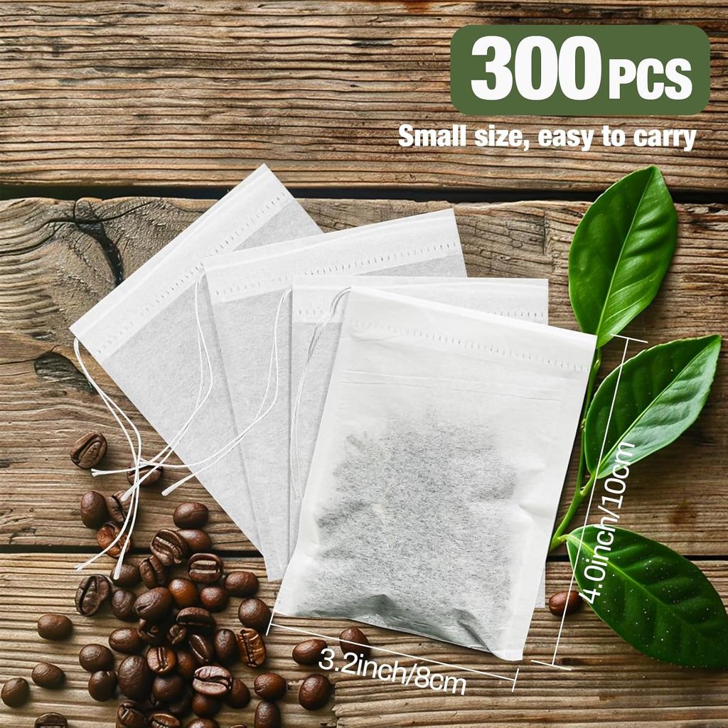 MAQIHAN 300 PCS Empty Tea Bags for Loose Tea - Disposable Tea Filter Bags White Natural Biodegradable Bulk Fillable Empty Tea Bags with String Empty
