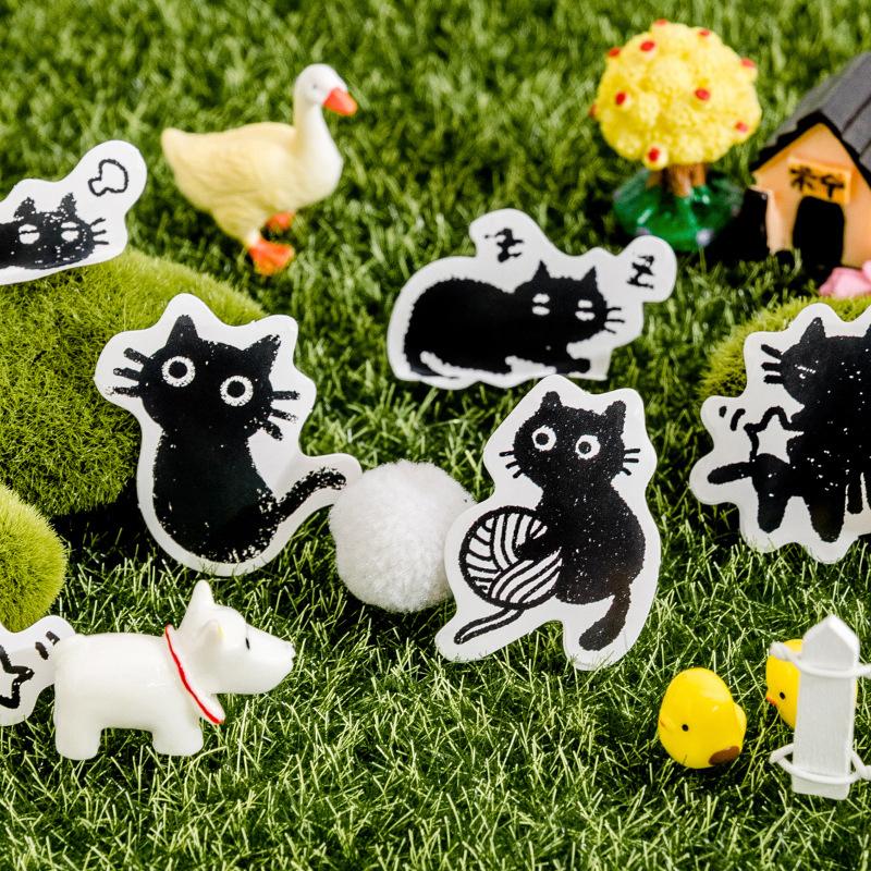 45 Pcs Black Cat Theme Stickers Decoration Kawaii Cute Cats Stickers Self-adhesive Scrapbooking Stickers For Laptop Planners