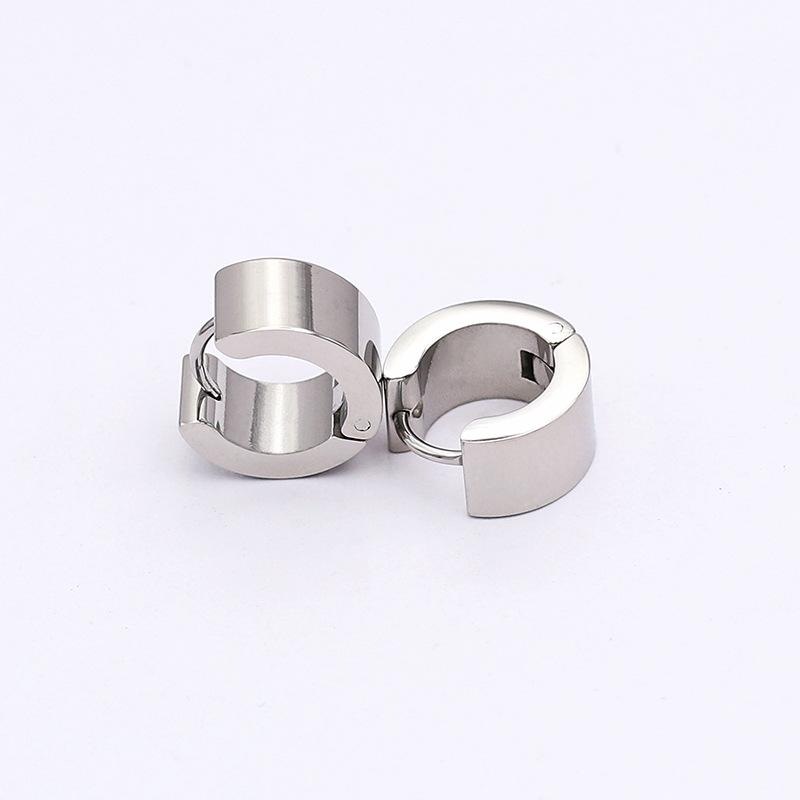 

Men s Cross-Border Trendy Stainless Steel Wide Ear Cuff Hoops: Polished, Versatile Fashion Earrings for Women and Men. 7*9mm (Width*Inner Diameter)