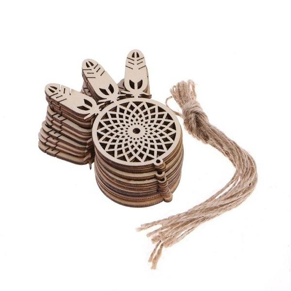 10pcs Dream Catcher Xmas Wooden Craft Ornament Christmas Tree Hanging Decoration