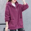 Hettegenser i seks farger for kvinner i teddyfleece: Koreansk stil, Pluss-størrelse, Tykk høst/vinter cardigan