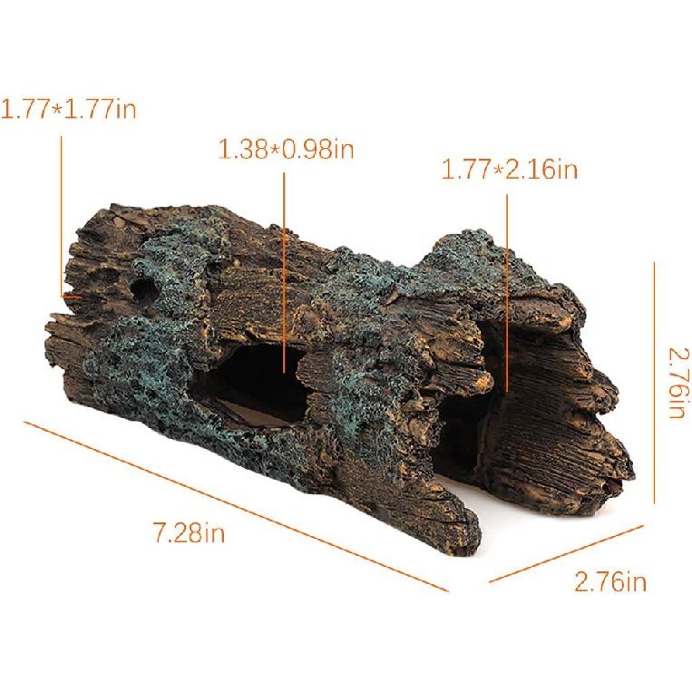 La La Pet® Kryjówka z Kłody dla Gadów Kryjówki dla Gadów Drewno Żywiczne Kryjówki i Jaskinie dla Gekonów Kora Zakręty Wystrój Zbiornika dla Jaszczurek Akcesoria do Akwarium dla