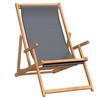 Vidaxl Folding Beach Lounger, Solid Teak Wood, Gray