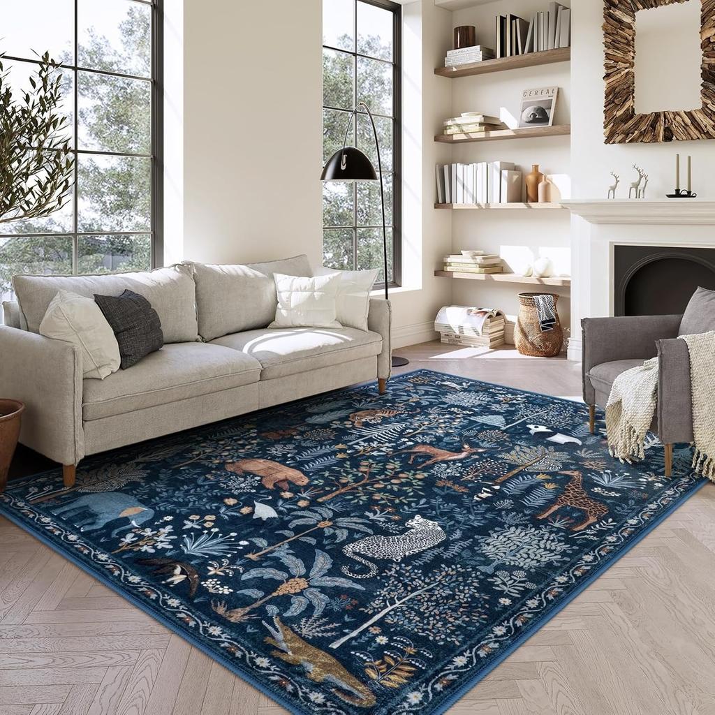 Large Area Rugs for Living Room Machine Washable Carpet for Bedroom Thick Abstract Jungle Animal Coffee Table Non-slip Floor Mat