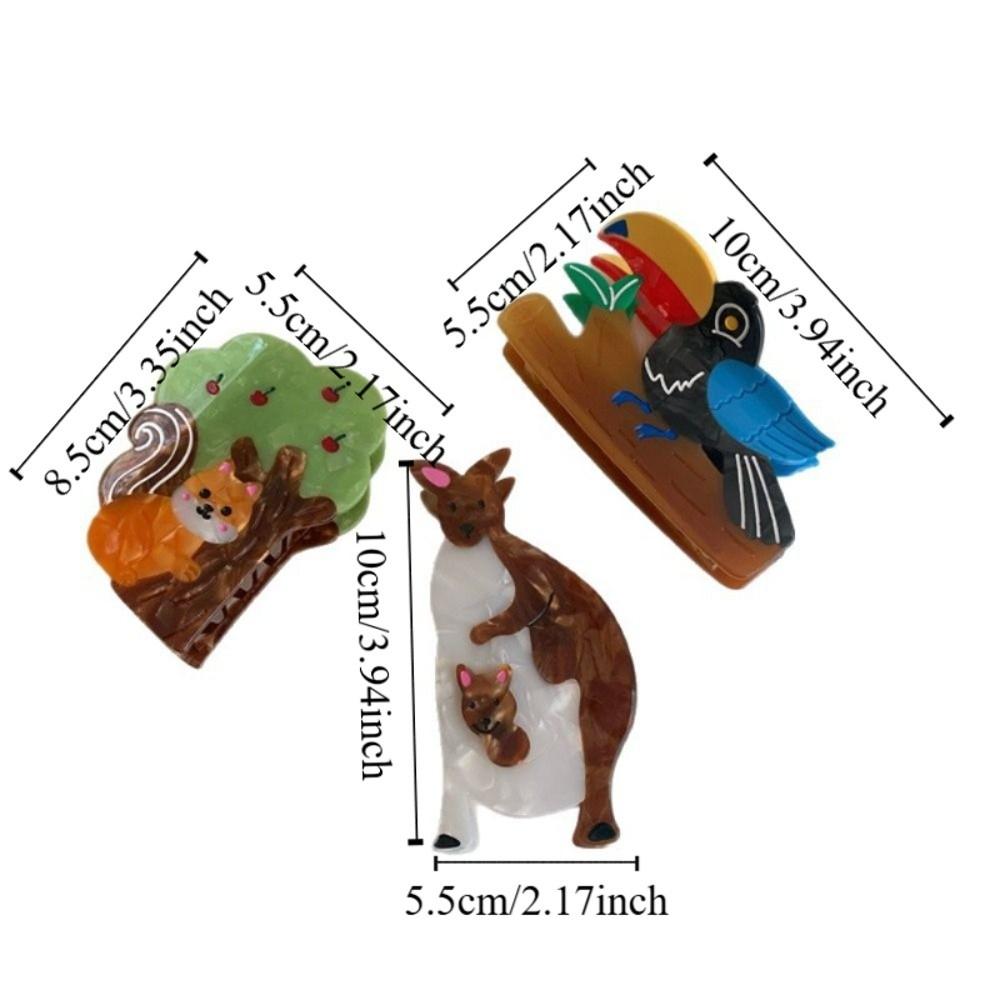 Sweet Cartoon Acetate Hair Claw Headwear Woodpecker Animal Hair Clip Creative Kangaroo Bird Shark Clip Travel
