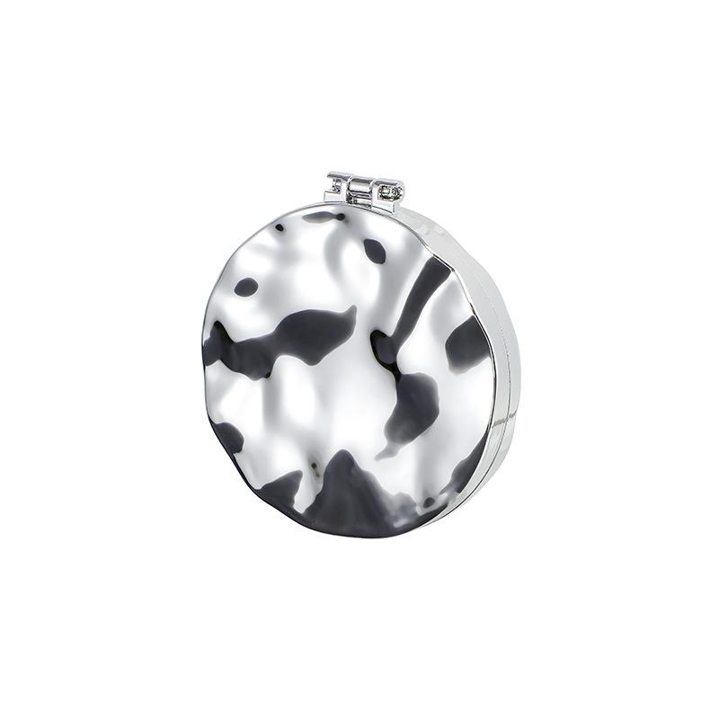 Mini Plating Makeup Mirror rotundity Double-sided Compact Mirror Foldable Handheld Vanity Mirror for Woman Girls