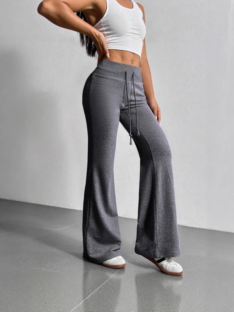 2025 Autumn European & American Women's High Waist Drawstring Flare Pants