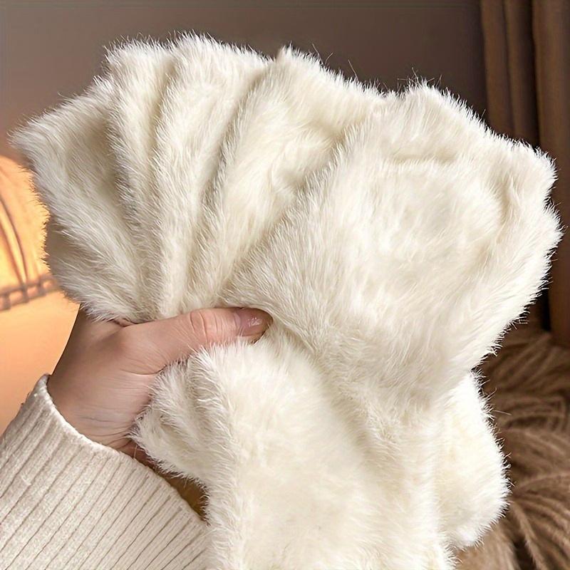 Damen Superweiche Plüschsocken Bequeme Mittelhohe Socken Einfarbig Warm und Bequem Damen Winter Fleece Socken 3pairs weiß