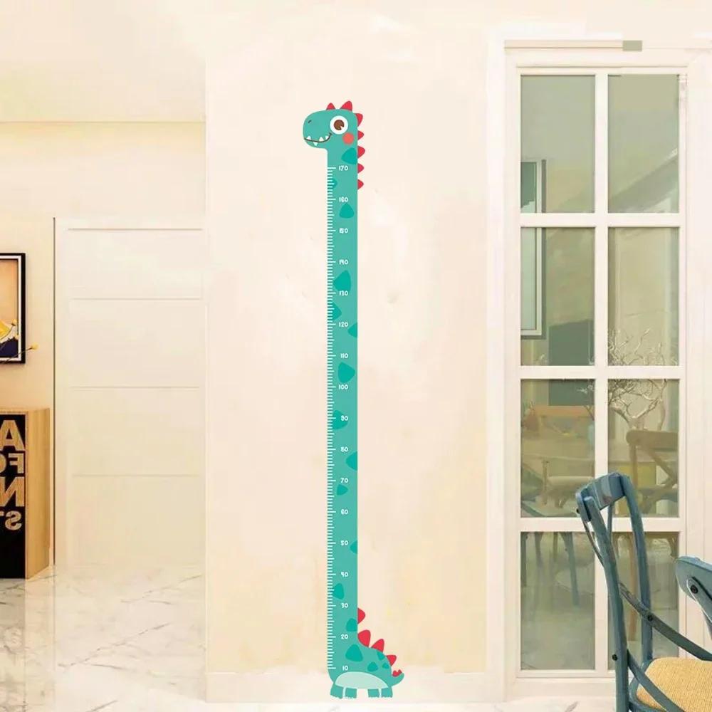 Kids Height Measuring Sticker Cartoon Unicorn Dinosaur Giraffe Wall Decal Removable Growth Ruler for Bedroom Kindergarten