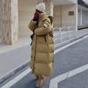 Fashionable and Thickened Red Long Padded Jacket for Women, Winter Outwear Coat with Bread Service Style