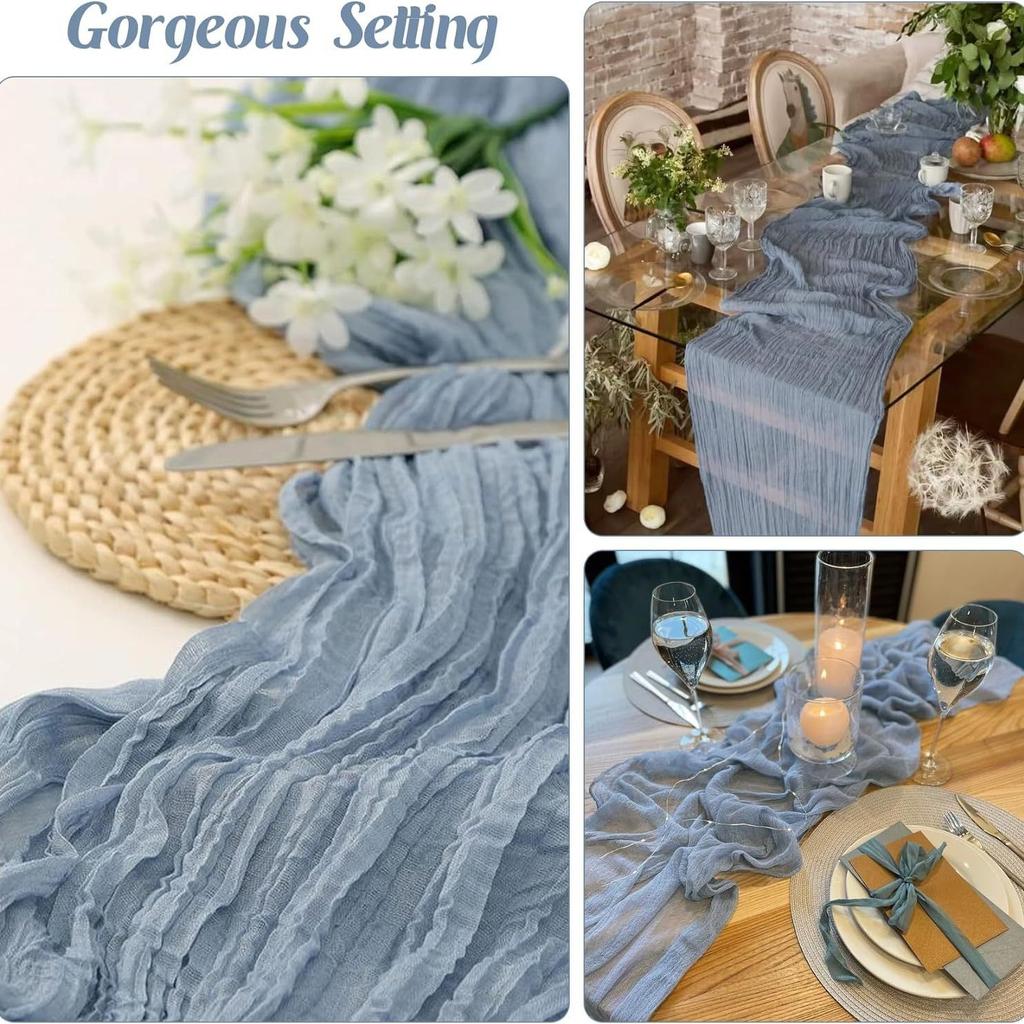 Semi-Sheer Gauze Table Runner Sage Cheesecloth Table Setting Dining  Vintage Wedding Decoration Banquets Arches Retro Boho Decor