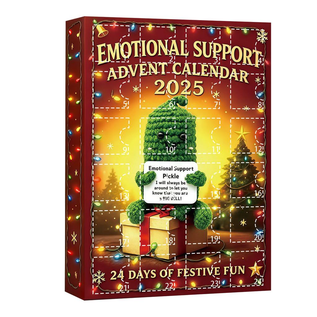 Christmas Emotional Support Advent Calendar With Cartoon Acrylic Decorations For Gift Giving