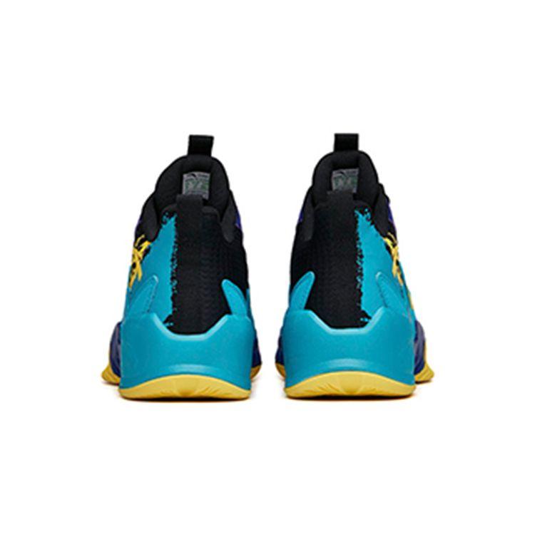 Anta Kids Non-Slip Shock Absorbing Wear-Resistant High-Top Basketball Shoes Kids Sneakers Purple Blue Yellow A312131181-2