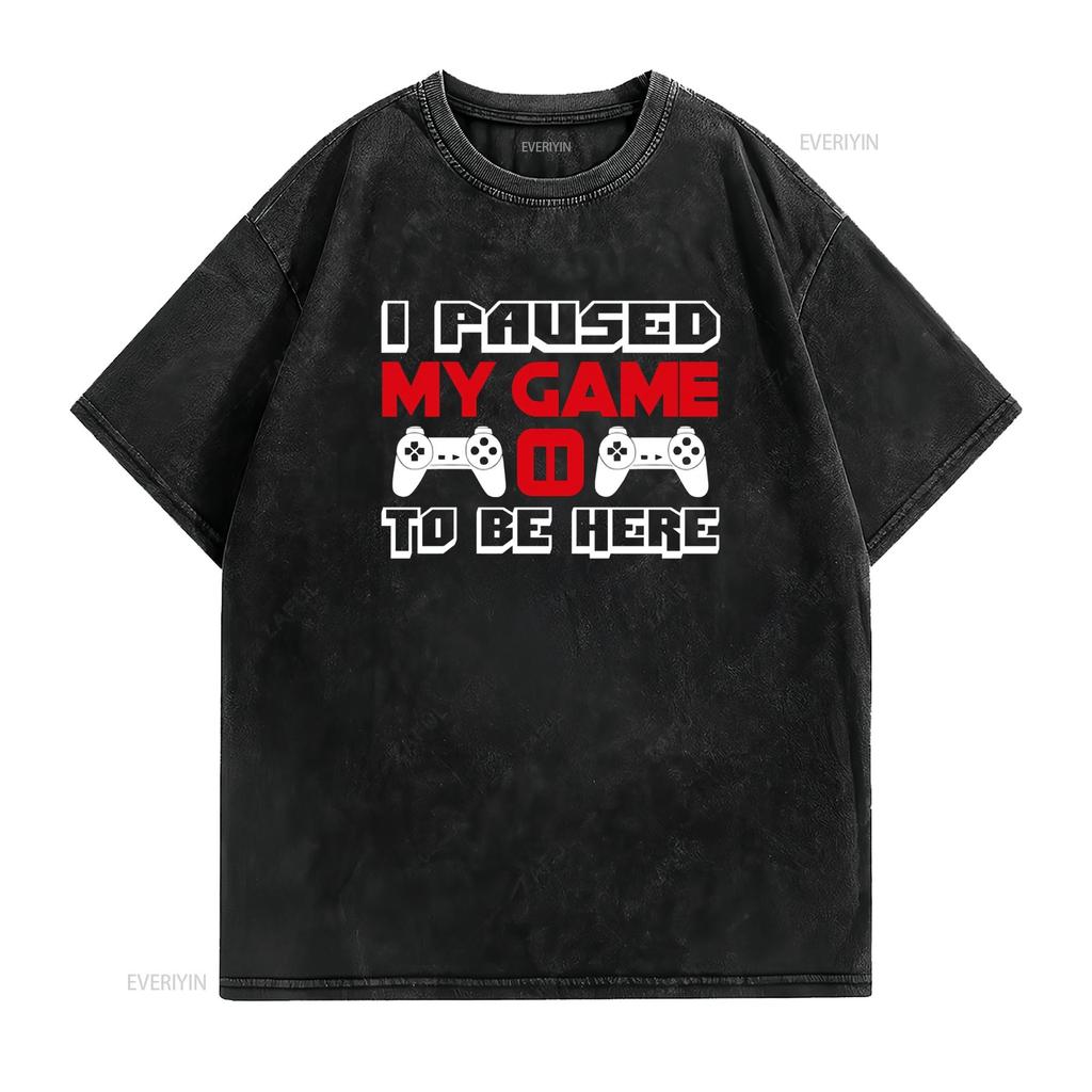 Funny Video Game T Shirt for Gamers Men Vintage Washed Homme Comfortable Versatile Fashion Graphic Breathable Unisex Slightly