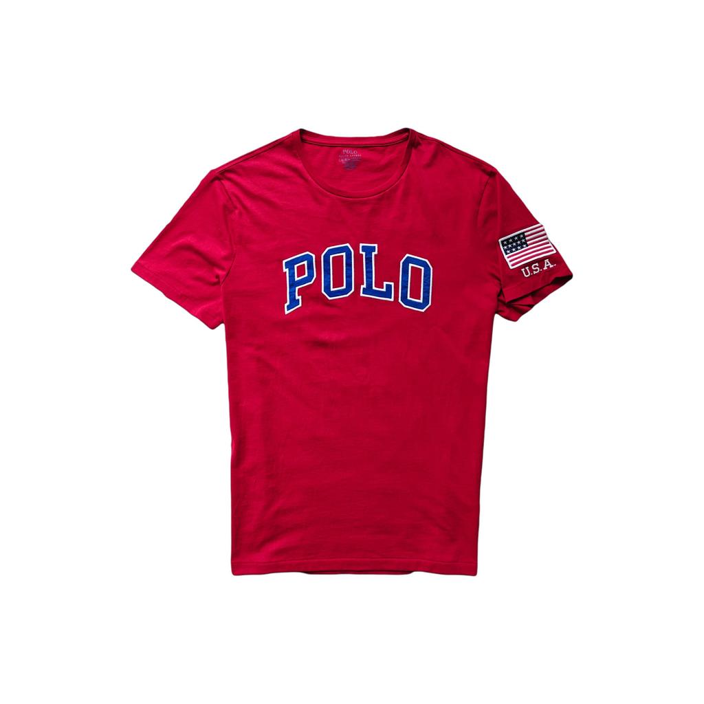 Polo Ralph Lauren Logo Letter Print Crew Neck Short Sleeve T-Shirt Men Tops Red 710791101-004