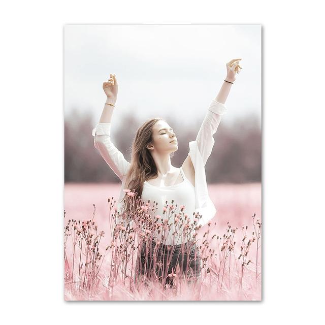 Nordic Pink Flower Paris Tower Rose Girl Ring Bike Poster And Prints Wall Art Canvas Painting Wall Picture For Living Room Decor