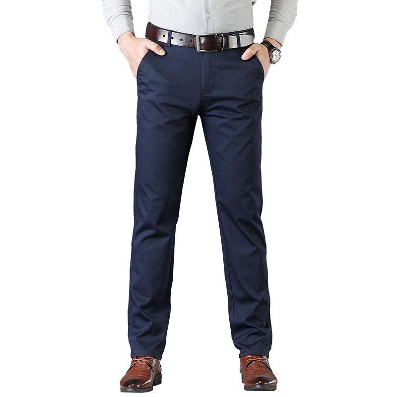2025 Men's Thin Spring/Summer Casual Straight-Leg Pants for Middle-Aged Dads - Business/Work Style