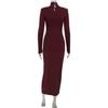 Herbst/Winter Damenmode Einfarbig Hochgeschlossenes Plissee-Design Kleid