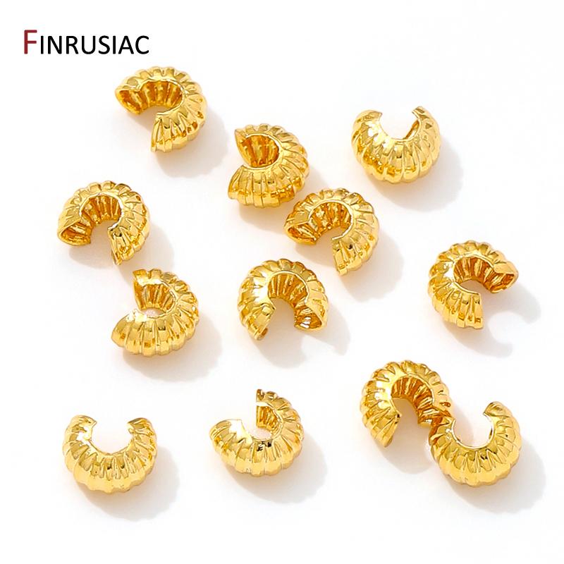 

14/18K Gold Plated Round Open Covers Crimp End Beads,3/4/5mm Stopper Spacer Beads For DIY Jewelry Making Findings Supplies 3mm-50 pieces