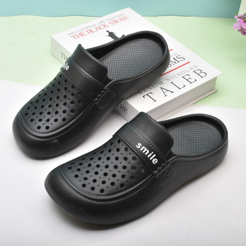 Damen Sommer Loch-Zehen Strand Pantoffeln: Leicht, Hohlkonstruktion, Flacher Boden.