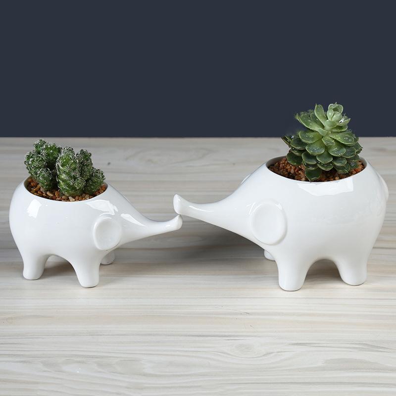 Cute Cartoon Animal Elephant Succulent Flower Pot Simple Creative Desktop Plant Decoration Ceramic Flower Pot