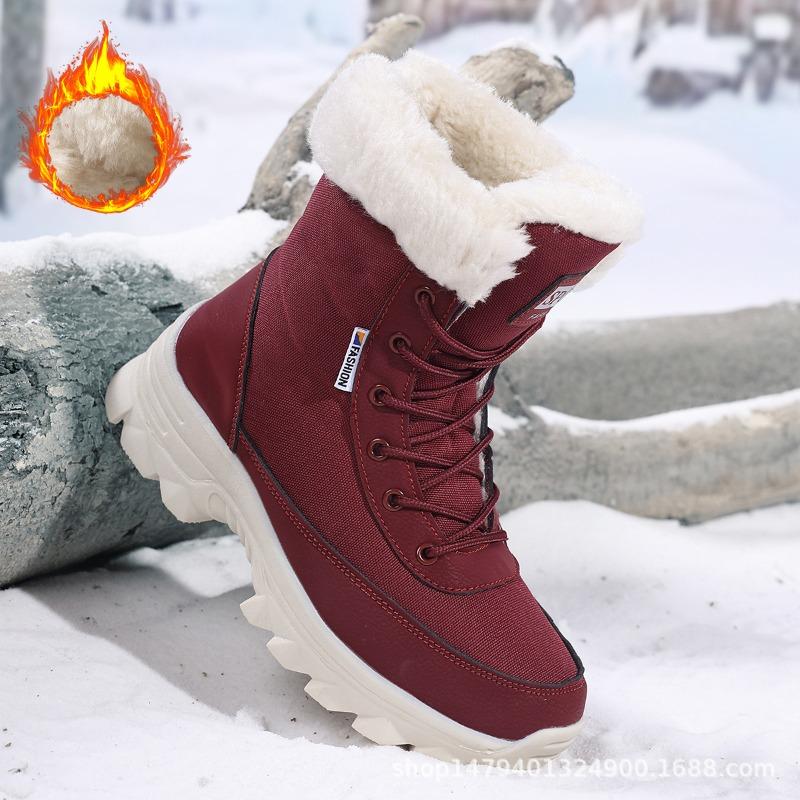 Winter non-slip velvet thickened warm cotton shoes women's winter northern travel ski snow boots