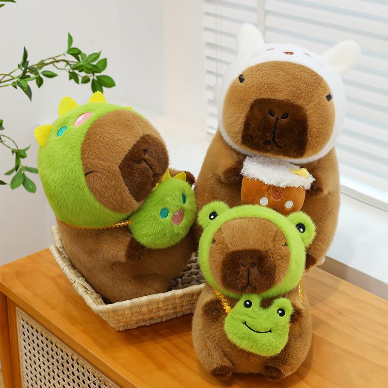 1 Piece Soft Simulation Doll Frog Transforms Capybara Plush Toys Rabbit Dinosaur Kapibala Anime Fluffty Toy Birthday Gift