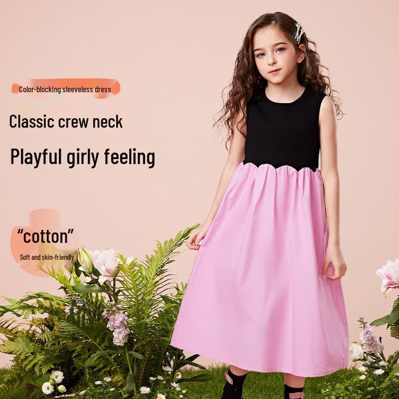 ABC KIDS Girls  Summer Color Block Sleeveless Princess Dress 110