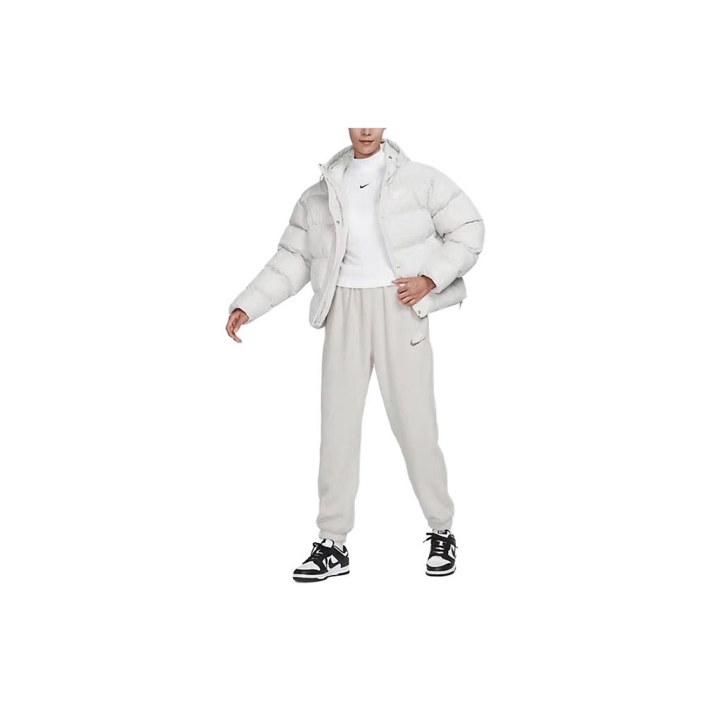 Nike Einfarbige Winddichte Warme Kurze Kapuzen-Steppjacke Damen Oberbekleidung Weiß FD8291-104
