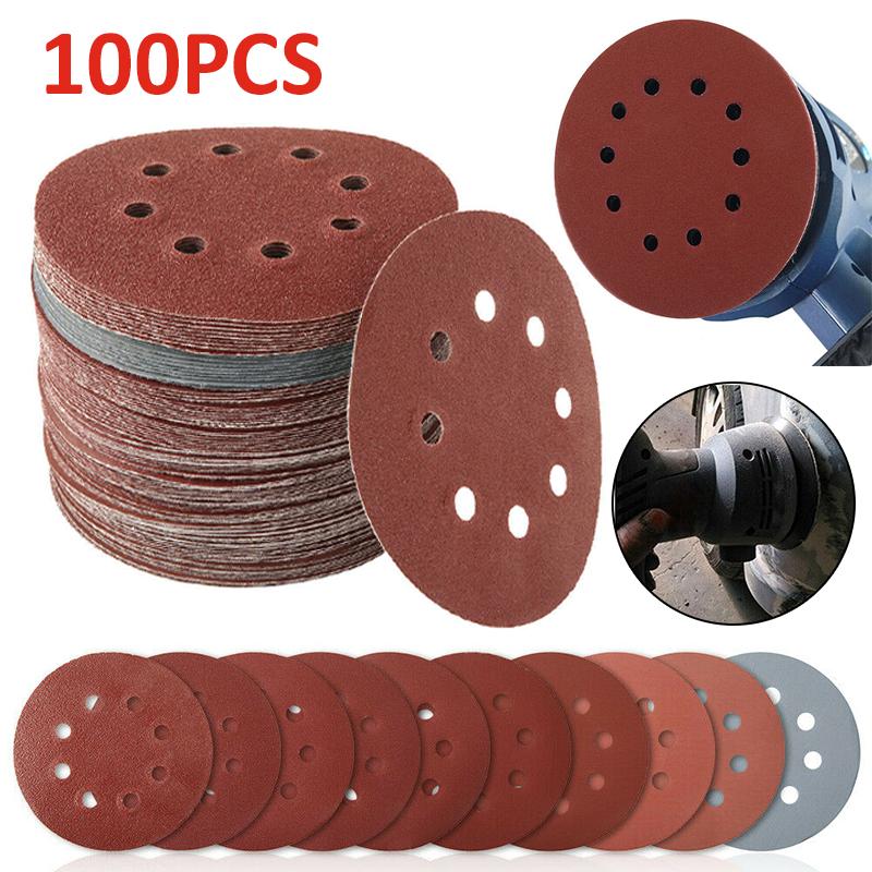 50pc 125mm 5" Sanding Discs Pads 40400 Mix Grit Orbital Sander 8 Hole