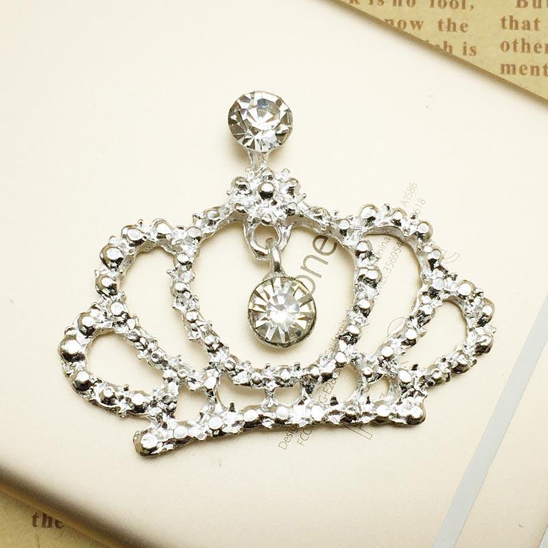 

Engood 50Pcs Alloy Rhinestone Crown Buttons Sewing Trim Embellishments Craft Buckle Wedding Decoration DIY Hair Accessories ZJ76 срібний