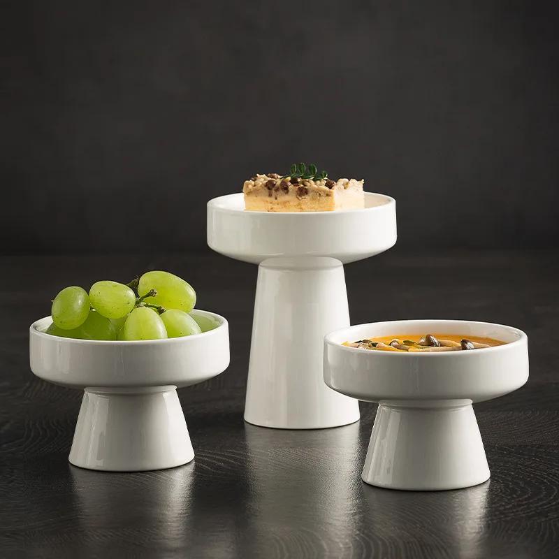 Keramik Hochfuß Dessertschale Dessertteller Eisbecher Haushalt Trockenfruchtschale Hotel Restaurant Yijing Geschirr