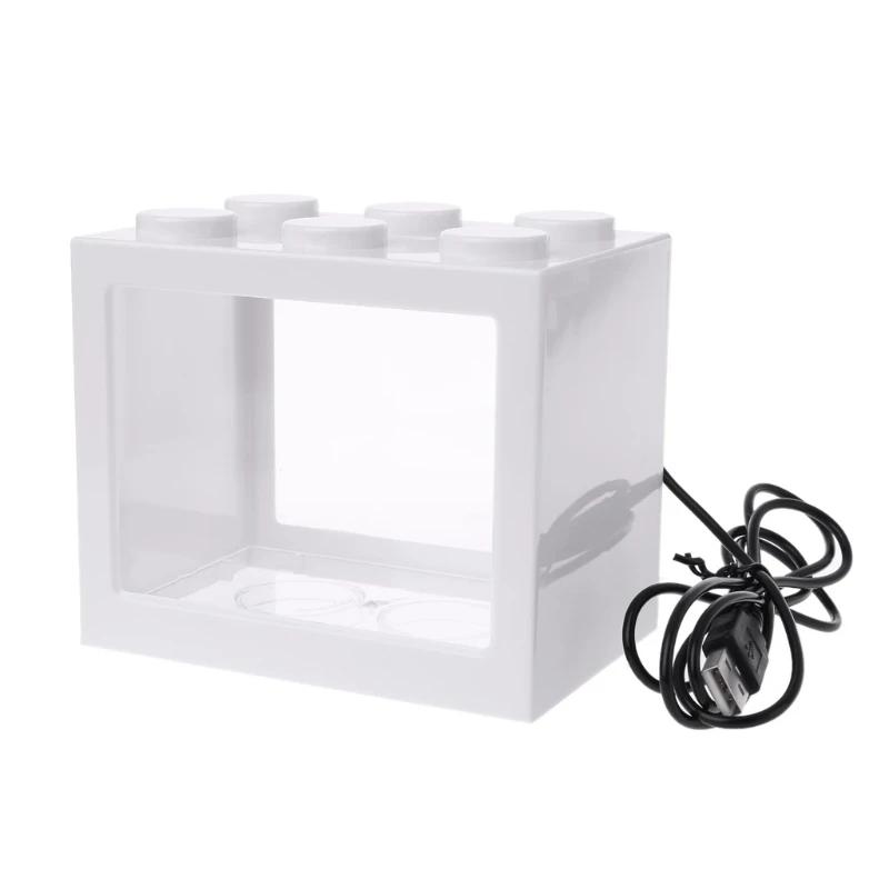 USB Illuminated Small Fish Tank Small Landscape Seaweed Ball Box Mini Aquarium Fish Tank with LED Lamp Light