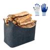 Firewood Storage Bag Storage Bag Capacity Water Resistant Firewood Bag with Wooden Handles Foldable Design Portable Log Carrier