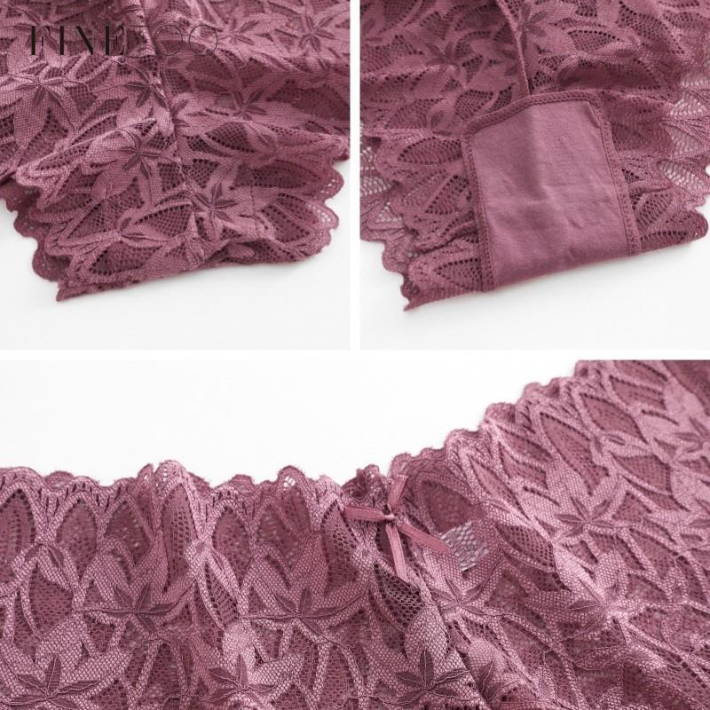 FINETOO Lace Panties For Women Underwear Floral Lingerie Intimates Female Panties Solid Color