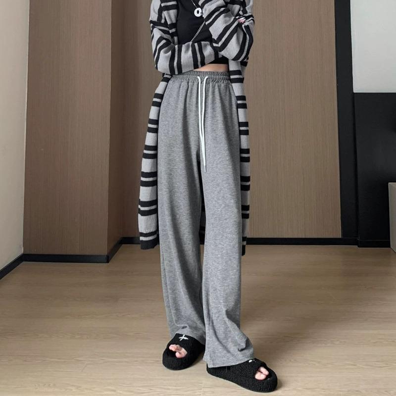 

Petite Gray High-Waisted Slim-Fit Wide-Leg Pants for Women - Soft, Versatile, and Casual Sportswear for Autumn/Winter 145cm 2XL (recommended 65-75kg)
