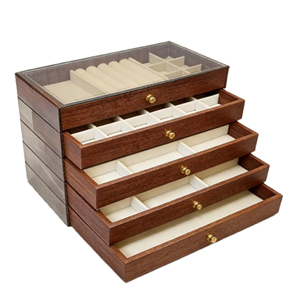 Jewelry Storage Box Minimalist Wood Lining Large Capacity Jewelry Box for Rings Necklaces Earrings