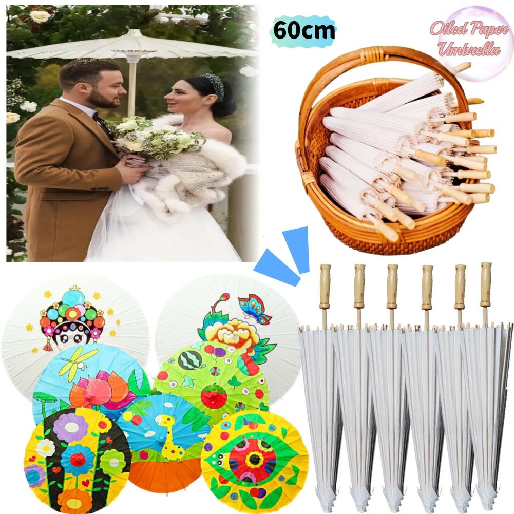 1-20PCS Paper Parasol Wedding Paper Umbrella Party Favor 60cm White Umbrellas for Bridal Shower Centerpieces Photo Props