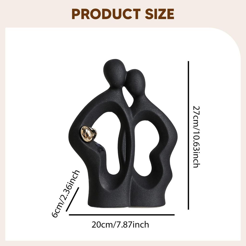 Creative Abstract Sculpture Couple Figurine Premium Ceramic Art Craft for Office Home Decoration Wedding Anniversary Desktop