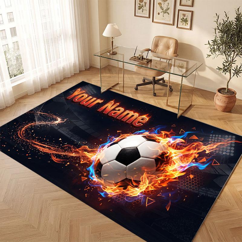 Decorative Artwork Theme Crystal Velvet Floor Rug Personalized Custom Name Text Warm Carpet Home Decoration