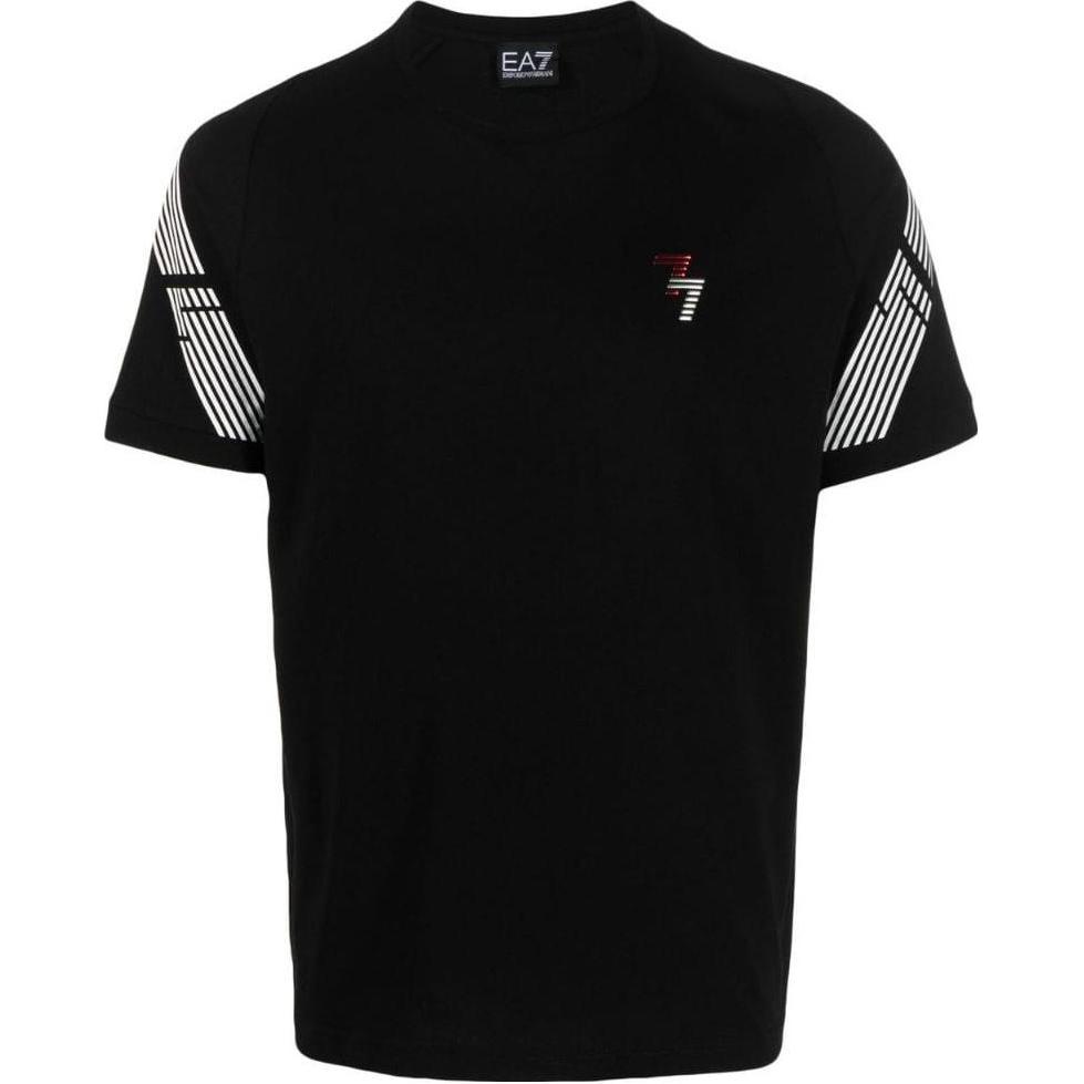 Emporio Armani EA7 SS23 Gestreept Ronde Hals Korte Mouw T-shirt Heren tops Zwart 3RPT03-PJ3BZ-1200 L