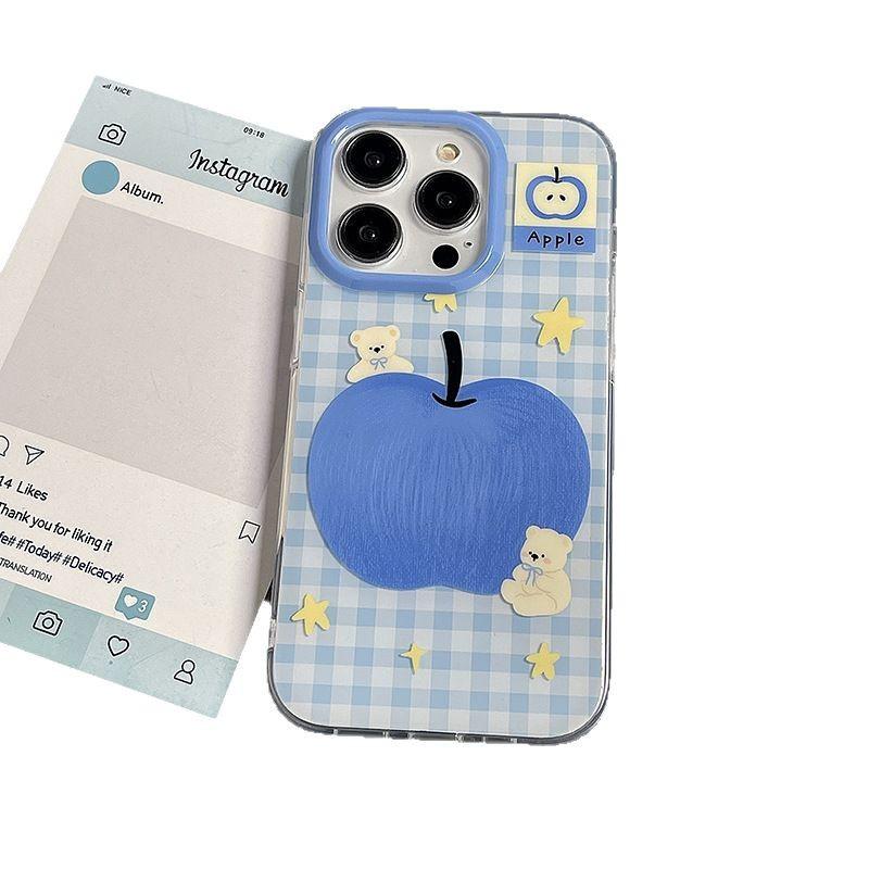 Blue Apple Bear Applicable Apple 16pro Mobile Phone Case New IPhone15promax Cartoon 13 Personality 17